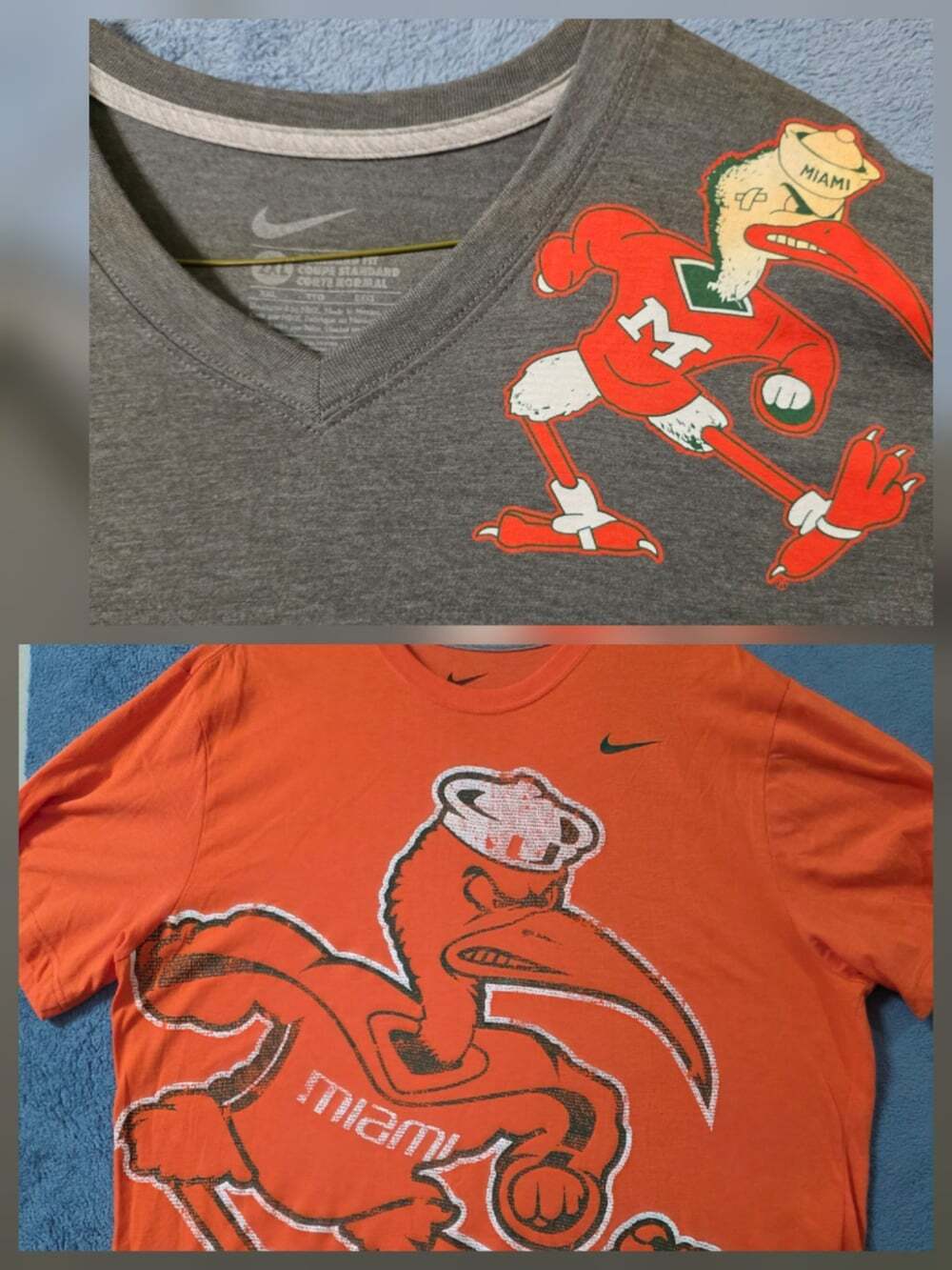 2 Nike Miami Hurricanes T-shirts 2XL Men's Dancing Sebastian Orange Grey XXL